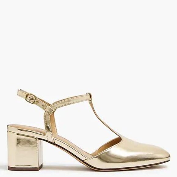 J.Crew Gold Y-Strap Heels 6.5 - Picture 3 of 7